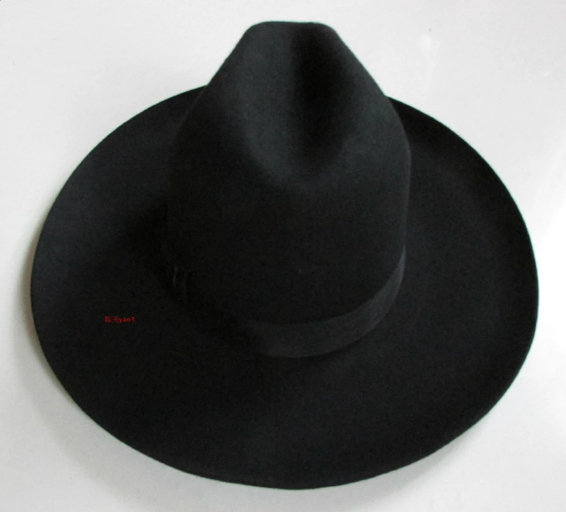 X053 Adult 100% Wool Top Hat Export Original Sheet / Israeli Je Hat / Felt Hat with Big Eaves 10cm Brim Woolen Fedora Hats 241226