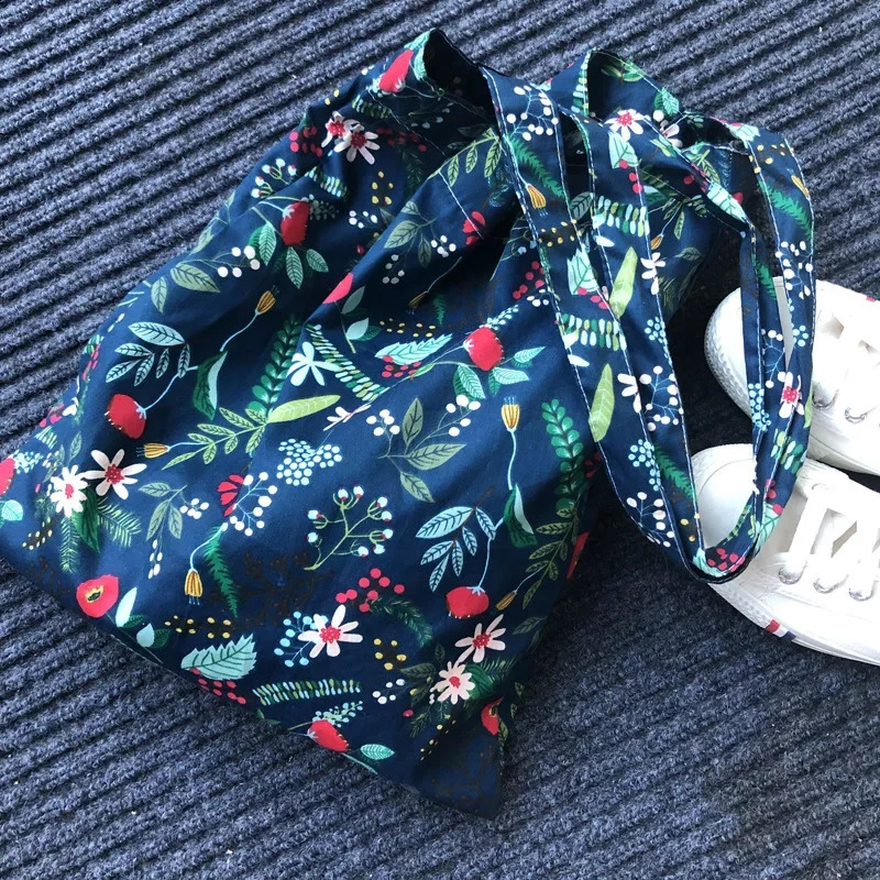 Youda Fashion n Women Flower Handbag Classic Book Shopping Shoulder Bags Original Ladies Cotton Fabric Bag For Girls 241225
