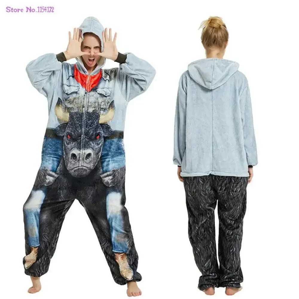 Fox Animal Kigurumi Pajamas Wolf Annie Onesies Jumpsuits Unicorn Pajamas Men Women Cosplay Custome Tiger Dog SleepwearXJ241227
