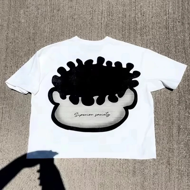 Vintage Big Face Graphic Print Cotton T-Shirt Men Y2K Summer Short Sleeves Vintage Oversize Tshirt Streetwear Women Tops 241226