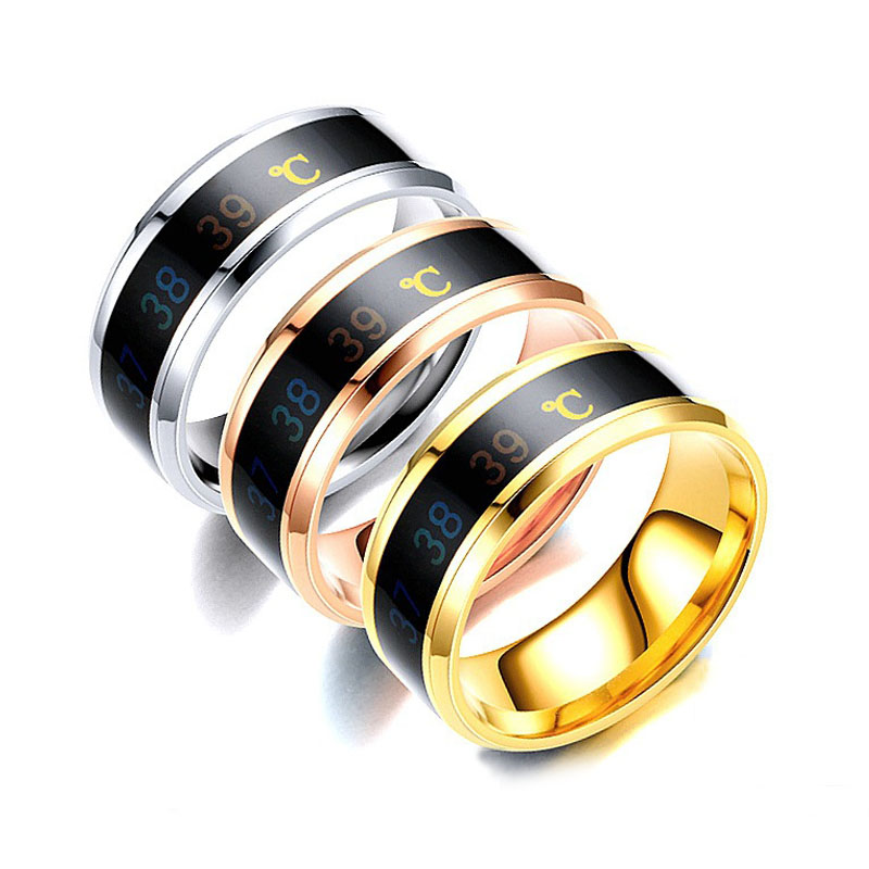 Creative Temperature Smart Ring Titanium Steel Mood Emotion Rings Couple Feeling Intelligent Temperature Sensitive Rings for Women Men Lovers Rings Je