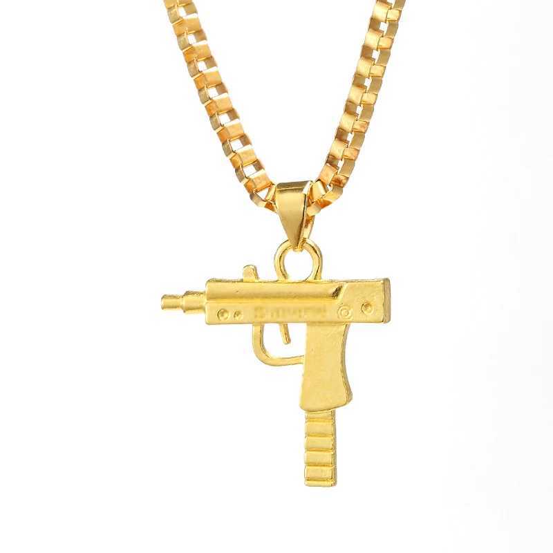 New models Hip Hop UZI Kolye GUN She Pendant Necklace Gold/Silver Color Army Style Male Chain Men Necklaces JewelryXJ241227