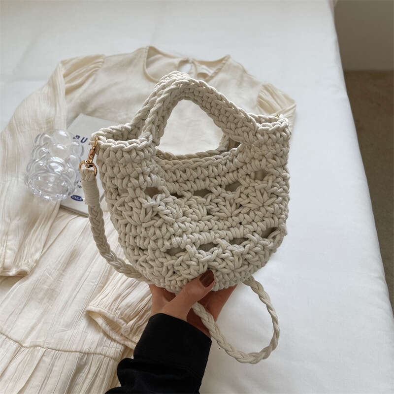 Forest Style Artistic Retro Woven Bag, Women's New Hollowed Out Handbag, Casual Versatile Single Shoulder Crossbody Bucket Bag