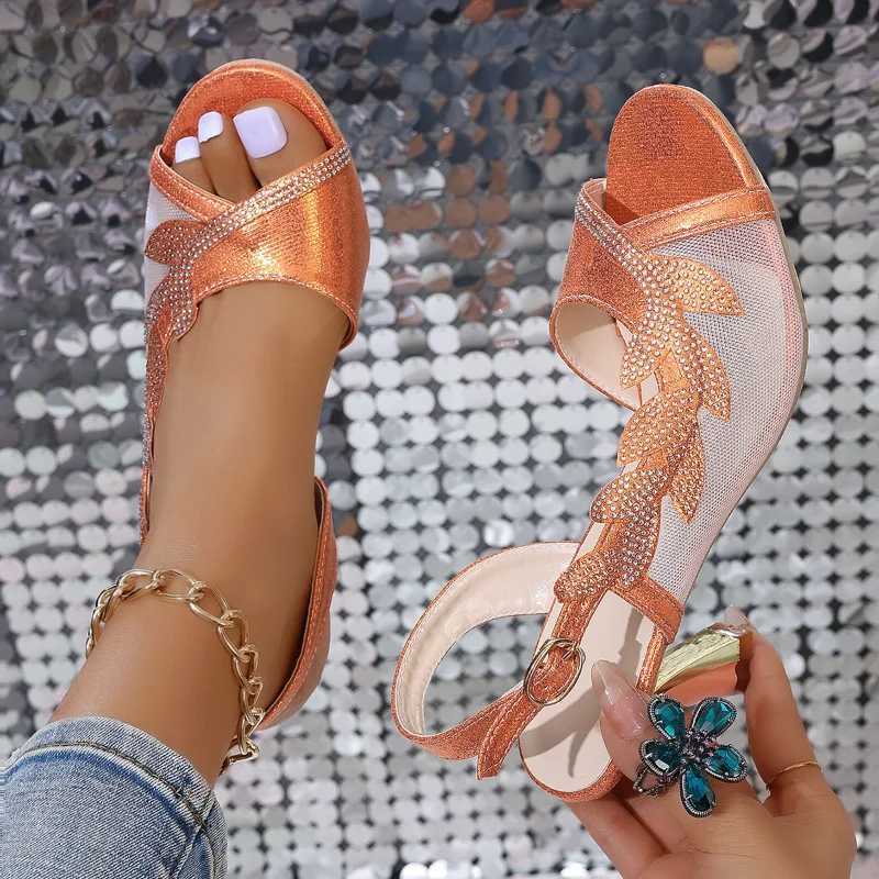 High Quality Womens Fashion Crystal High Heels Sandals Summer Peep Toe Strap High Heels Dress Shoes Party Wedding Shoes Luxury Pumps T241227