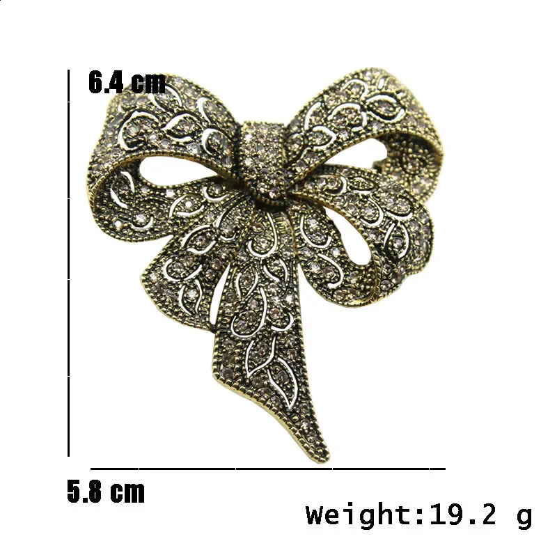 Vintage Big Bow Brooches for Women Unisex Rhinestone Breastpin Personality Pins Jewelry Office Party Corsage Friend Gifts 241227