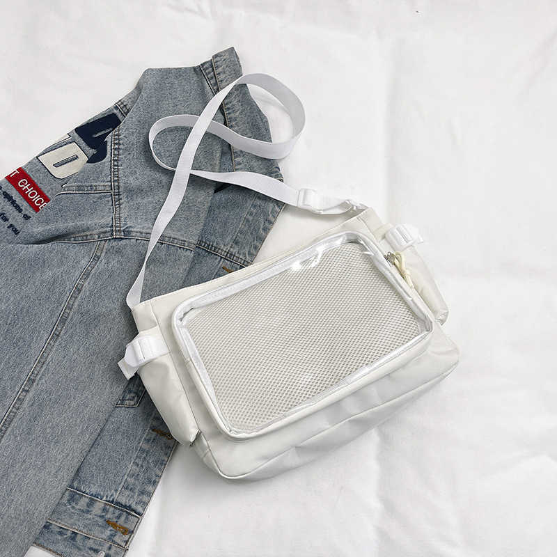 Super Fire Student Pain Bag Transparent and Visible Shoulder Simple Large Capacity School Anime Crossbody Tote 241227