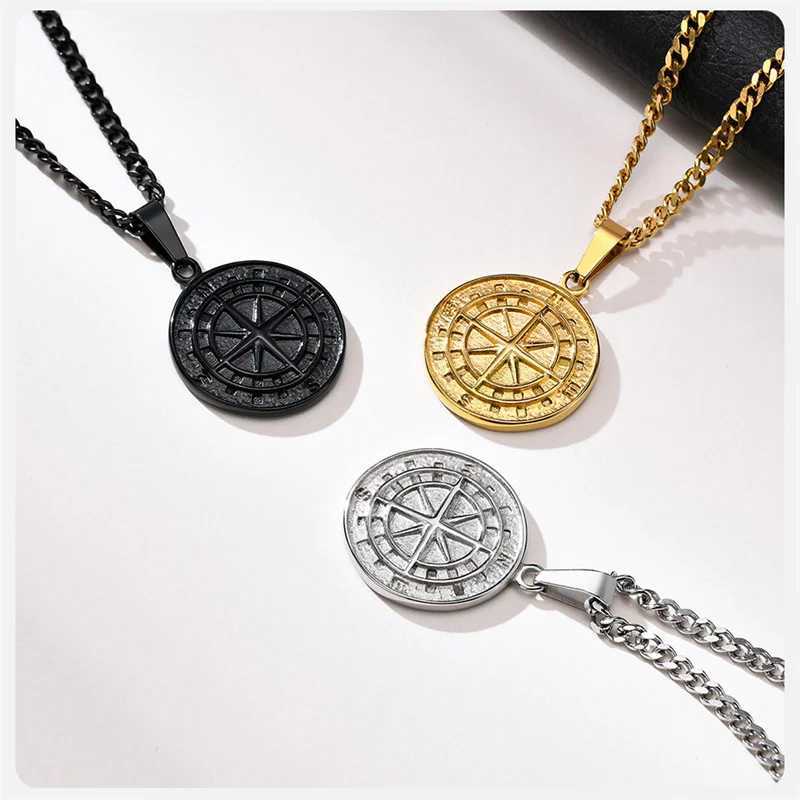 Rock Multilayer Chain Necklace For Men Hip Hop Coin Pendant Necklace Figaro Twist Chain Necklace Mens Street JewelryXJ241227