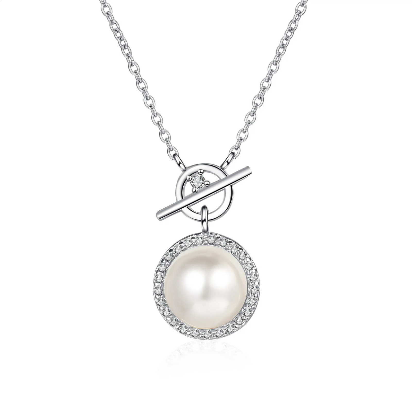 18K White Gold Collarbone Chain Platinum Pt950 Freshwater Pearl Necklace Microsetting Pendant Wedding Jewelry 241226