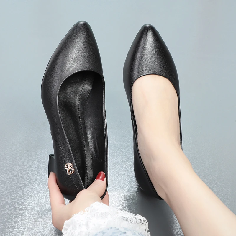 AIYUQI Wedding Shoes Women Spring Women Shoes Red Genuine Leather Pointed Toe Professional Fashion Single Shoes Women