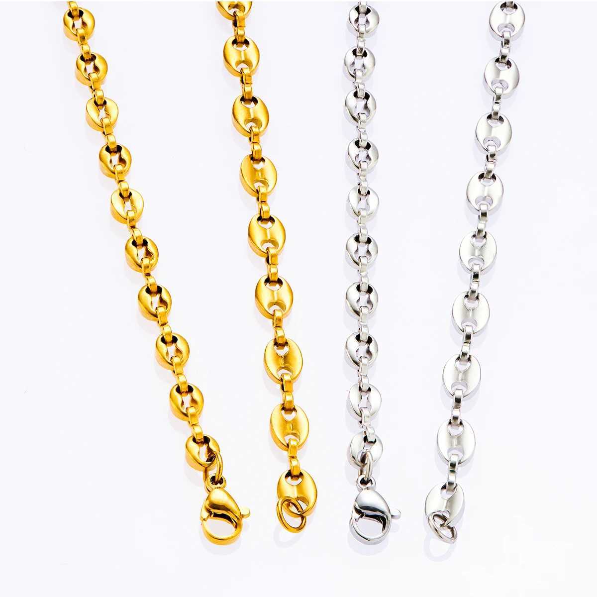 Stainl Steel Coffee Bean Link Chain Long Necklace for Men Women Choker on the Neck Handmade Jewelry Making Accories DIYXJ241227