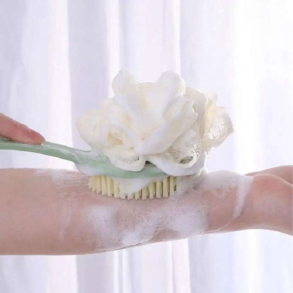 Soft Hair Massage Bath Brush Long Handle Back Rub Brush 2 In 1 Bath Brush With Bath Ball Bath Brush Double Side Scrub Brush 241226