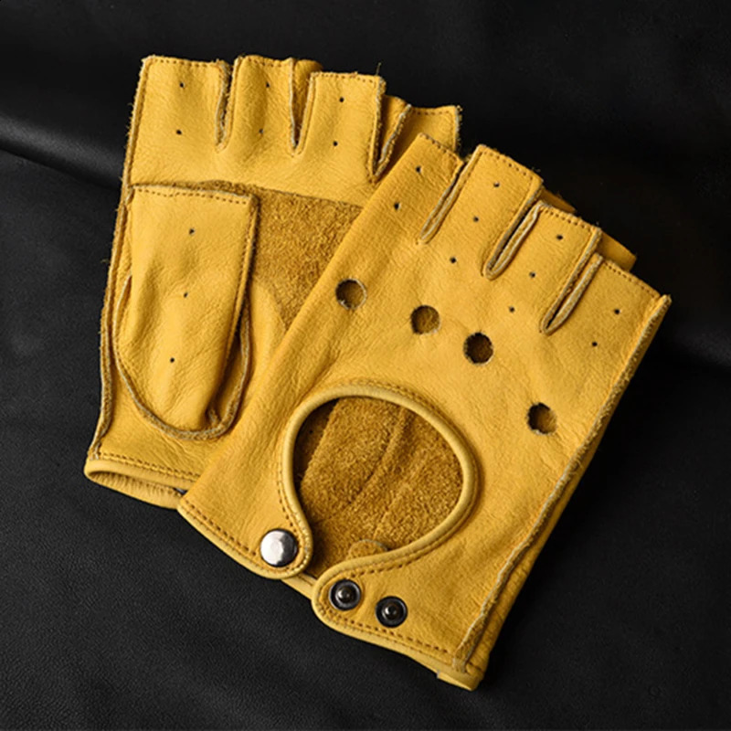 Unisex Half-Finger Gloves Artificial Leather Punk Fashion Hip-Hop Driving Motorcycle Performance Party Fingerless Mittens 241227