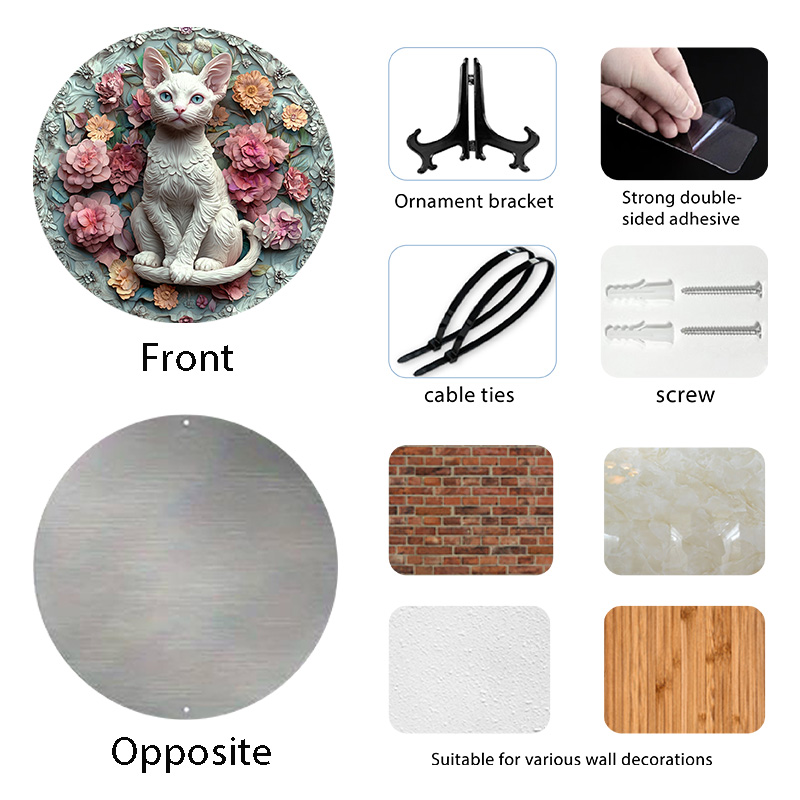 Devon Rex Cat Decorative Ornaments - Customizable Circular Aluminum Paintings & Pet Souvenir Tombstones