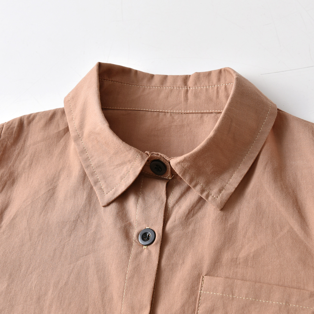 M12261 European and American autumn and winter new coffee shirt pure cotton long-sleeved bottoming shirt