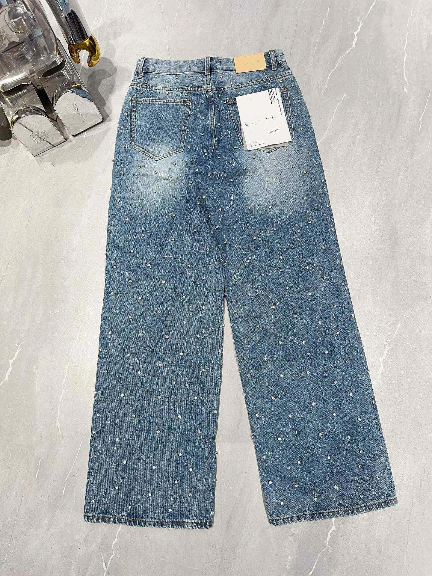Heavy Weight Blue Diamonds Mens Baggy Pants American Streetwear s Wide Leg Denim Jeans 241226