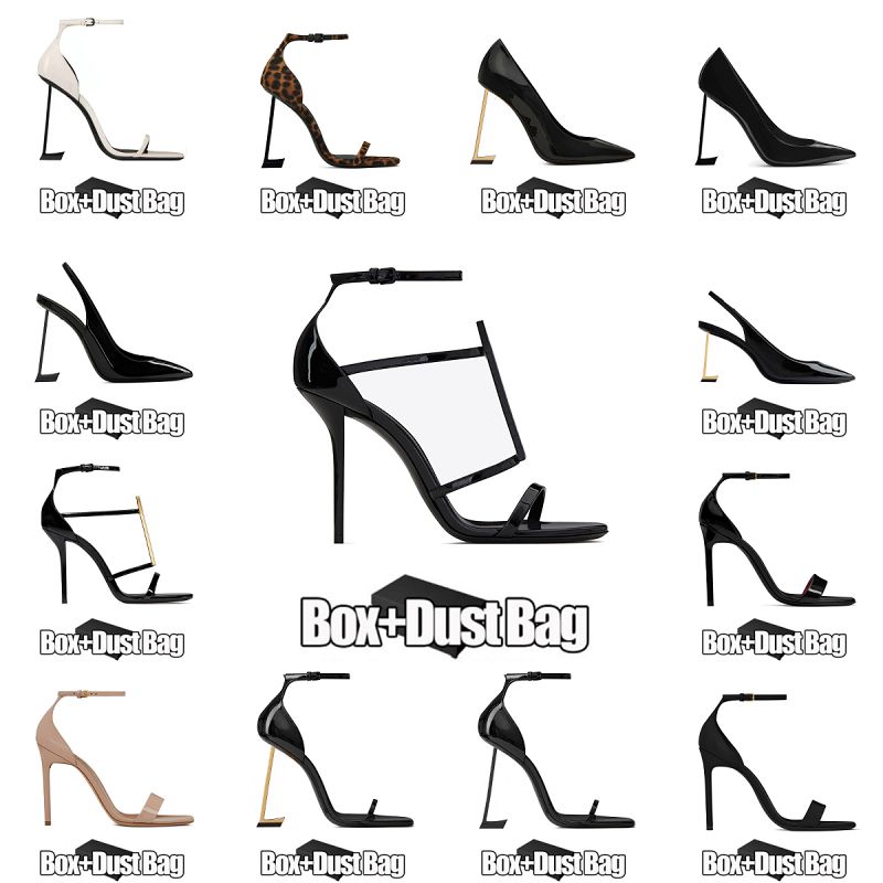 with box 35-43 designer women luxury dress shoes sandal sneakers high heels patent leather Gold Tone black womens lady sandals party wedding office shoe sneakers top