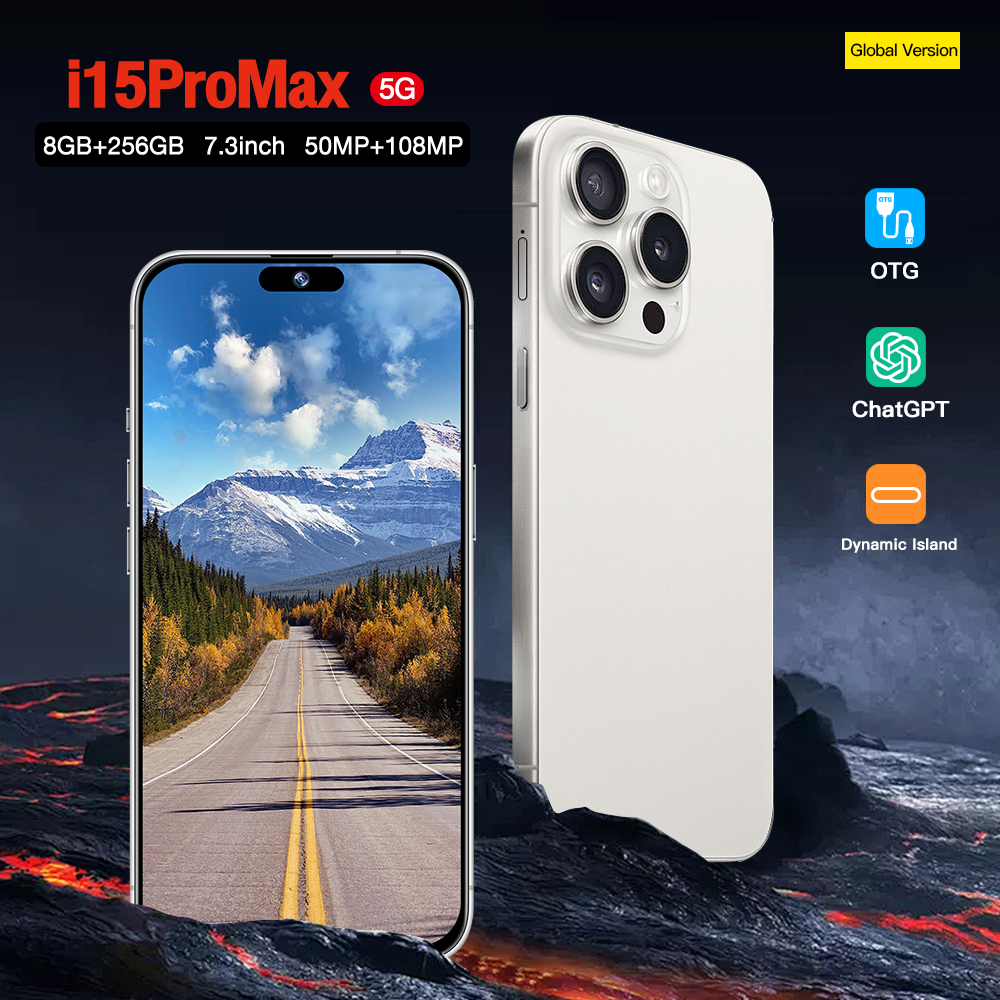 I15PRO MAX Android 14 Smartphone Dual Sim Double Saut-réserve 7.3 Reconnaissance de face d'écran 256 Go 512 Go 2 Unités Prix de départ