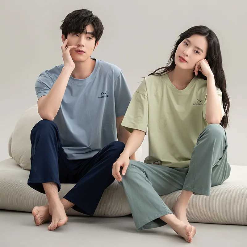 Pijama Man Pajama Cotton Summer Short Sets Long Pant Japanese Pajamas for Couples Man and Woman Sleepwear 2024 pyjamas HommeXJ241227