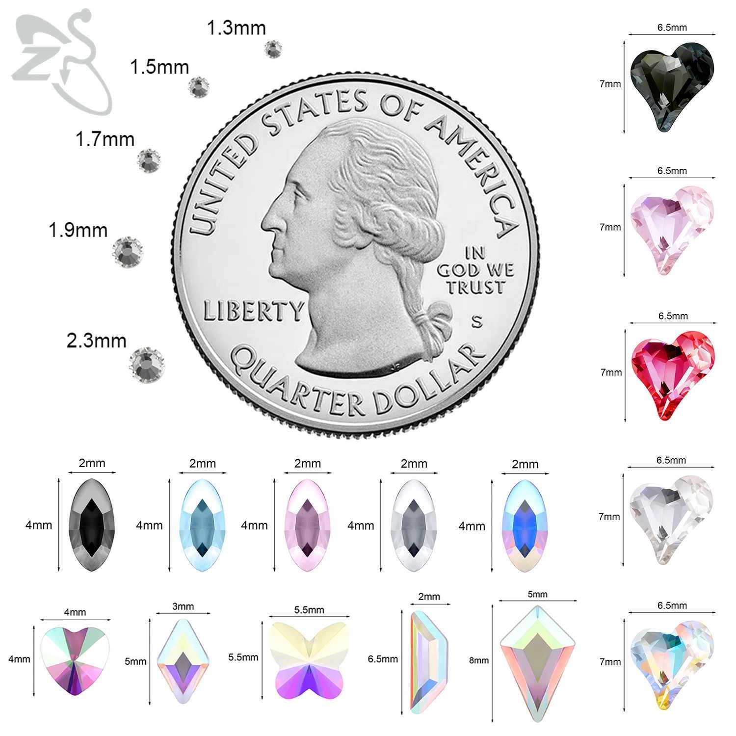 ZS 50-pcs/lot Rhinestone Tooth Gem Bling Dental Teeth Jewelry CZ Crystal Heart Butterfly Gems Stones Colorful Decoration W241227