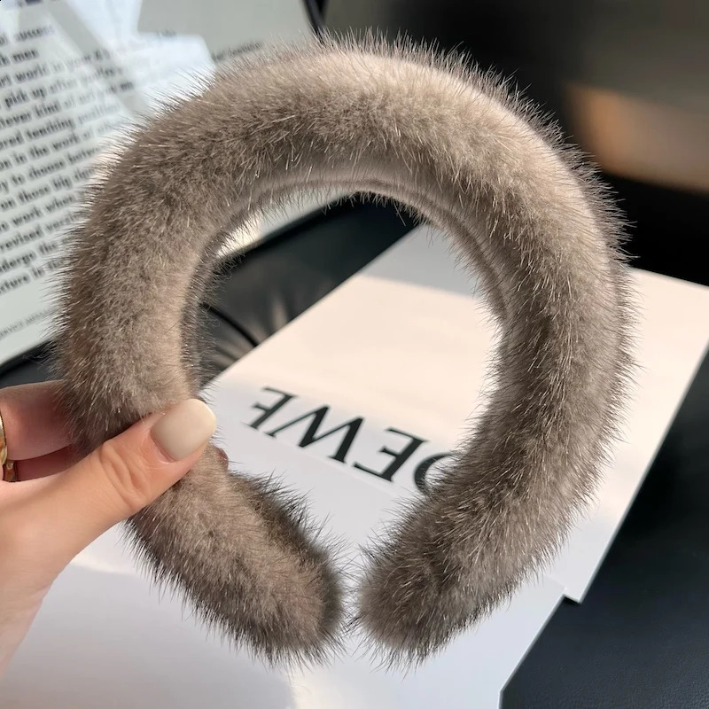 Style Real Mink Fur Band Female Real Mink Fur Headband Women Hair Genuine Fur Accessories Padded Winter Hair Hoop 241226