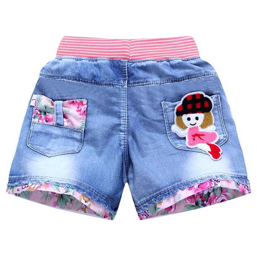 New Summer Kids Short Denim Shorts For Girls Fashion Girl Short Princess Jeans Children Pants Girls Shorts Flower Girls Clothing W241227