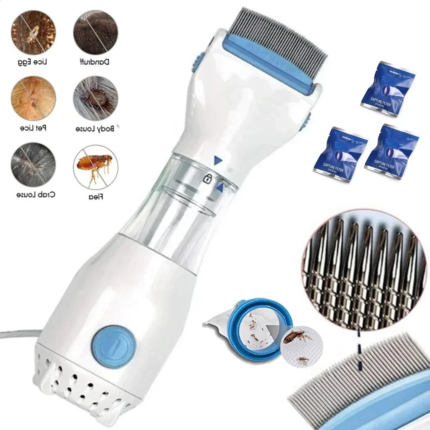 Electric cat brush removes hair Pet Vacuum Anti Lice Cat Comb Lice Grabber Puppy Hair Cleaner Flea Removal Killer Cat supplies 241226