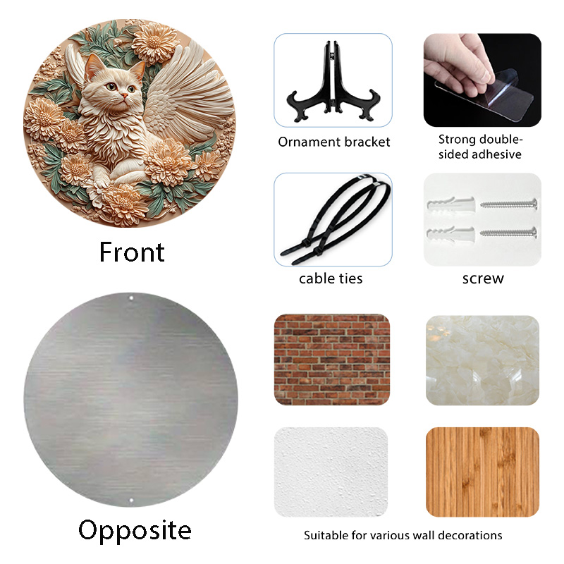 Customized American Shorthair Cat Pet Ornaments - 2D Printed Circular Aluminum Decorative Paintings - Pet Souvenir Tombstones