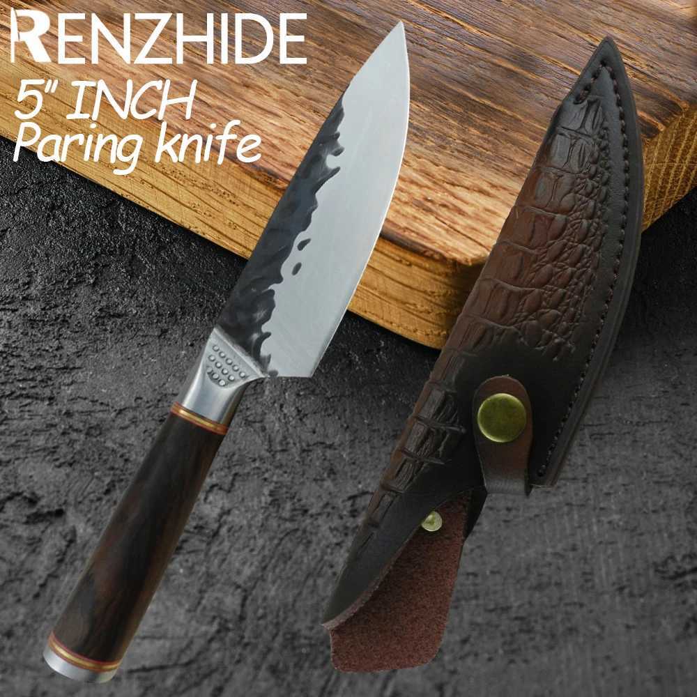 RZD forged steel chef cooking knife 5-inch fruit knife 5CR15mov blade cover camping pocket tool accessories Y241227