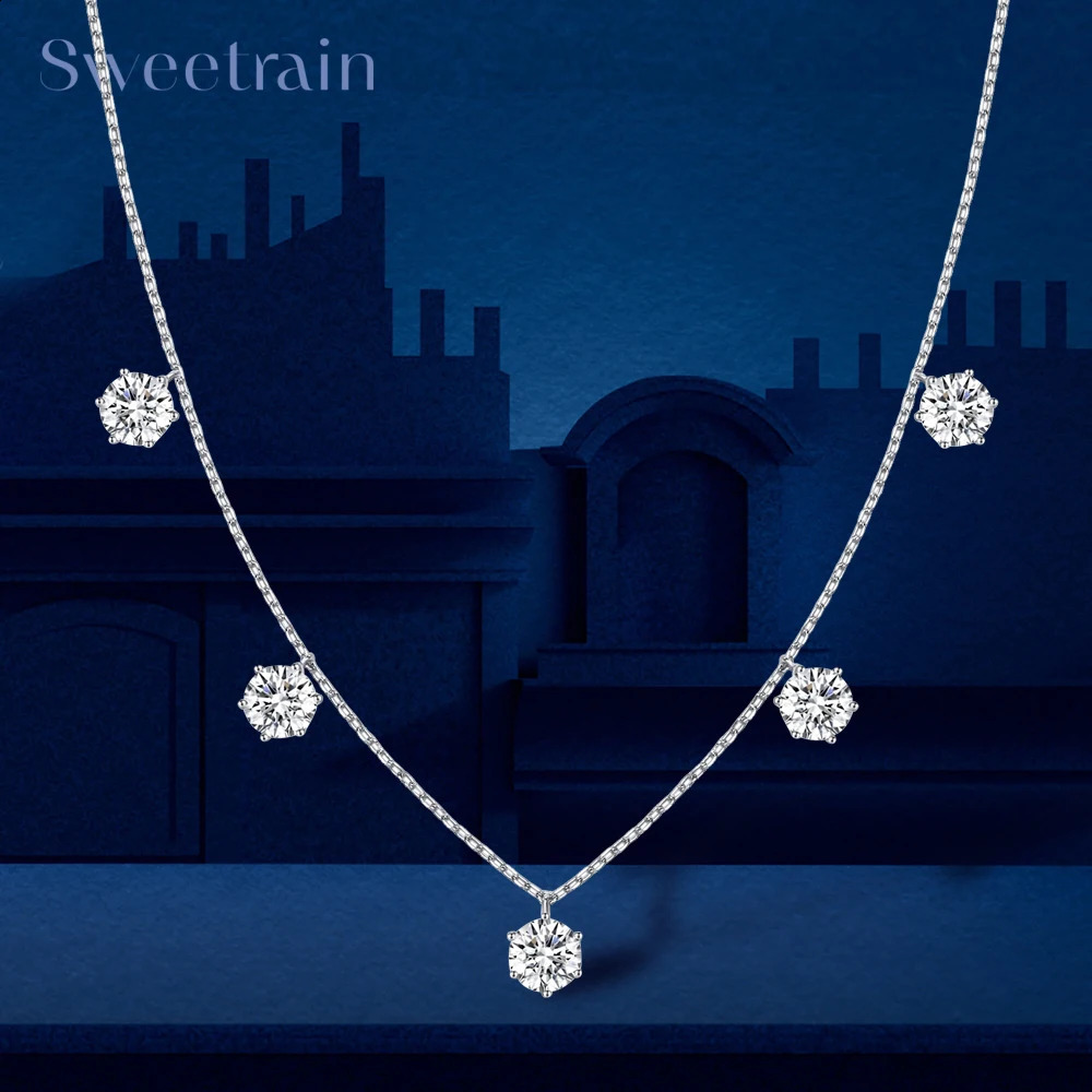 255CT Tennis Necklace Chain for Women 925 Sterling Silver 5mm 65 mm Bezel Diamond Necklaces Overlay Style Jewelry 241226