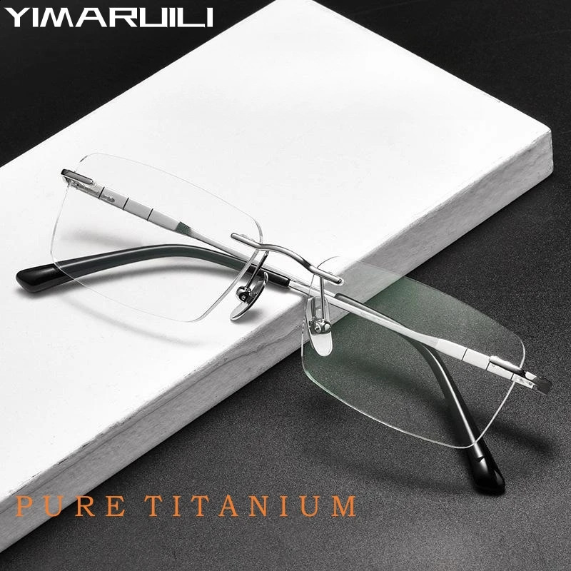 YIMARUILI Business Ultra-light Eyewear Retro Fashion Optical Prescription Mens Rimless Glasses Frame 241227
