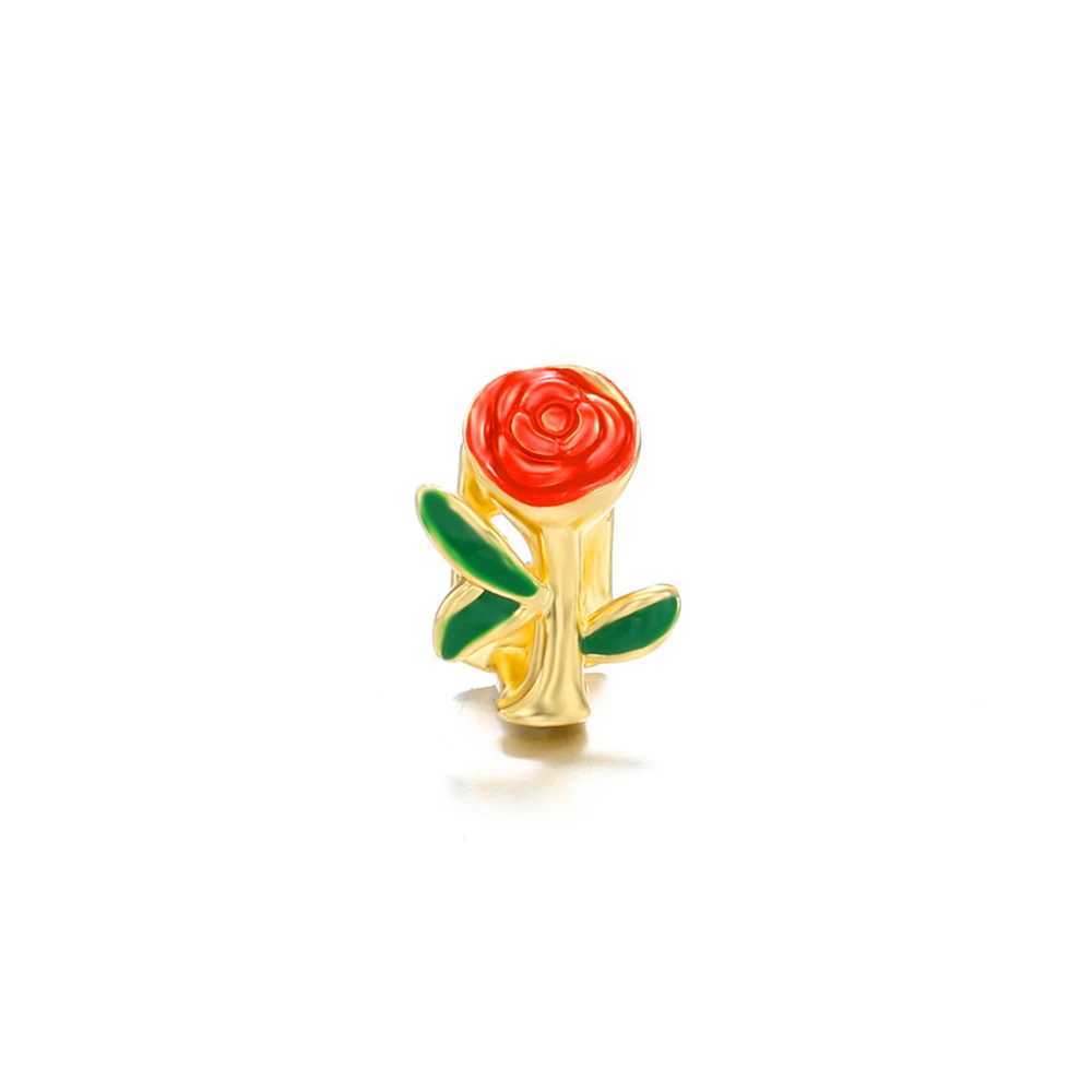 Hip Hop Teeth Grillz Rose Flower She Gold Plated Cs Charm Dental Grills For Men Women Jewelry Halloween Cosplay Gift W241227