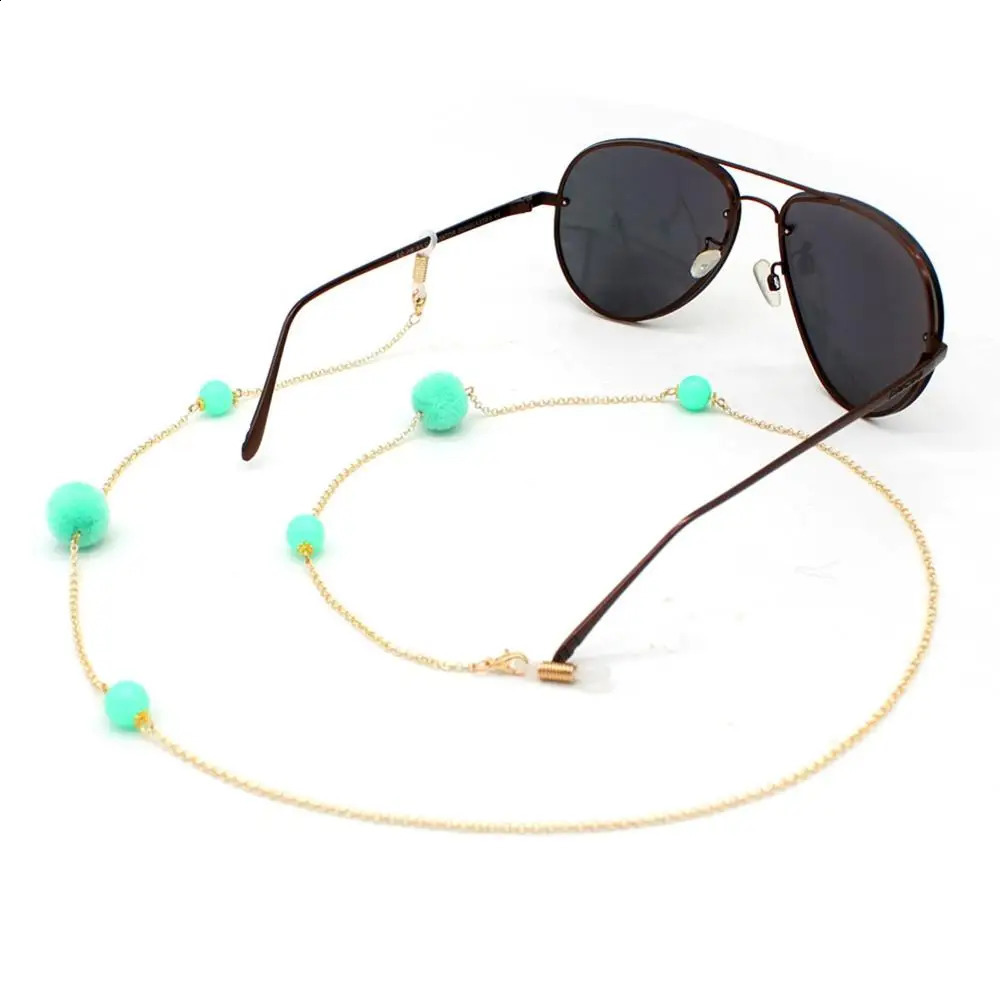10pc/lot Fashion Pompon Metal Sunglasses Chain Neck Cord Holder Eyeglass Lanyard wholesale 241226
