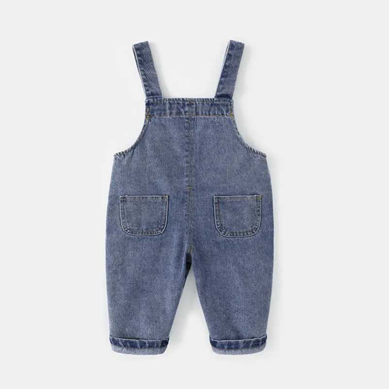 2024 Spring Autumn Children Clothes Infant Baby Boys Girls Jeans Jumpsuits Solid Denim Pants Toddler Kids Overalls Outfits W241227