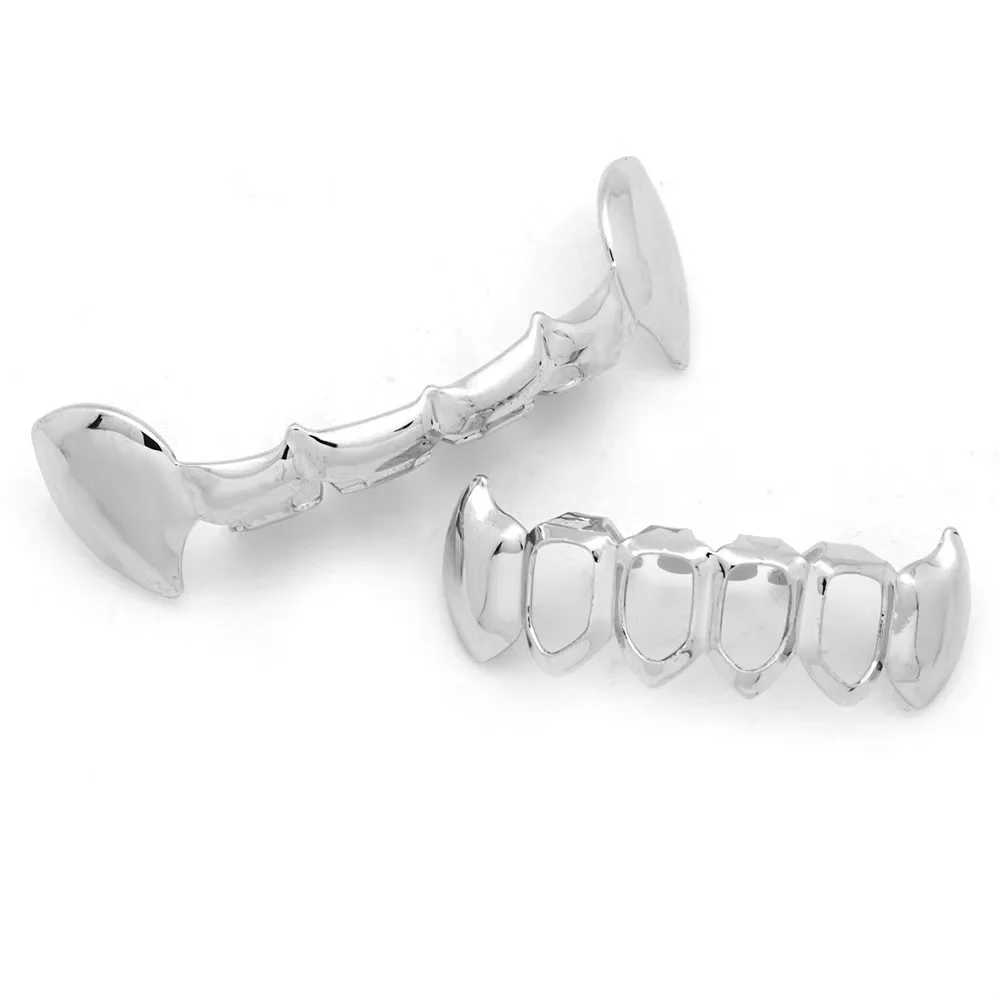Hip-hop copper-plated tiger teeth half-bite retainer men women with Halloween false teeth props accories teeth jewelry W241227