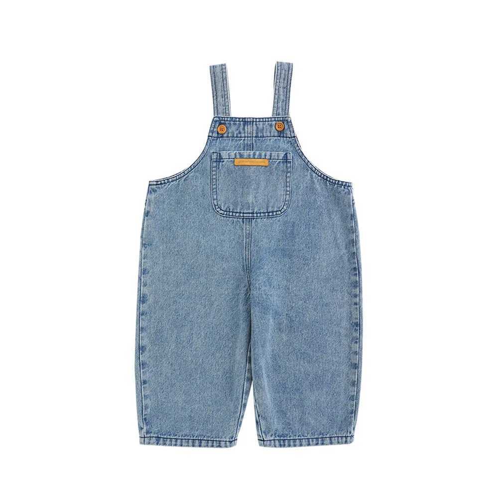 Fashion Baby Kids Denim Overalls Spring Autumn Blue Jean Straps Jumpsuit Korean Sle Loose Boys Girls Jeans 2-6Years W241227