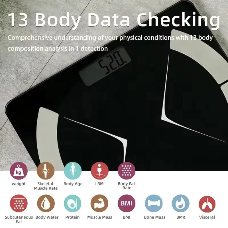Electronic Scale Smart Bluetooth Weighing Human Charging Simple Weight Scale Weighing Household Fat Body Fat Measurement Scale 241226ww