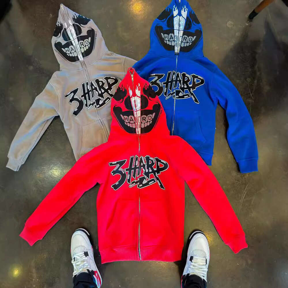 New Autumn/Winter Trendy Brand Letter Printed Style Full Zipper Street Loose Hoodie