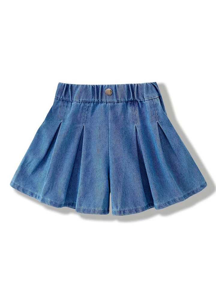 Girls Loose Fit Denim Shorts Casual Waistband Pants For Kids Children Toddlers W241227
