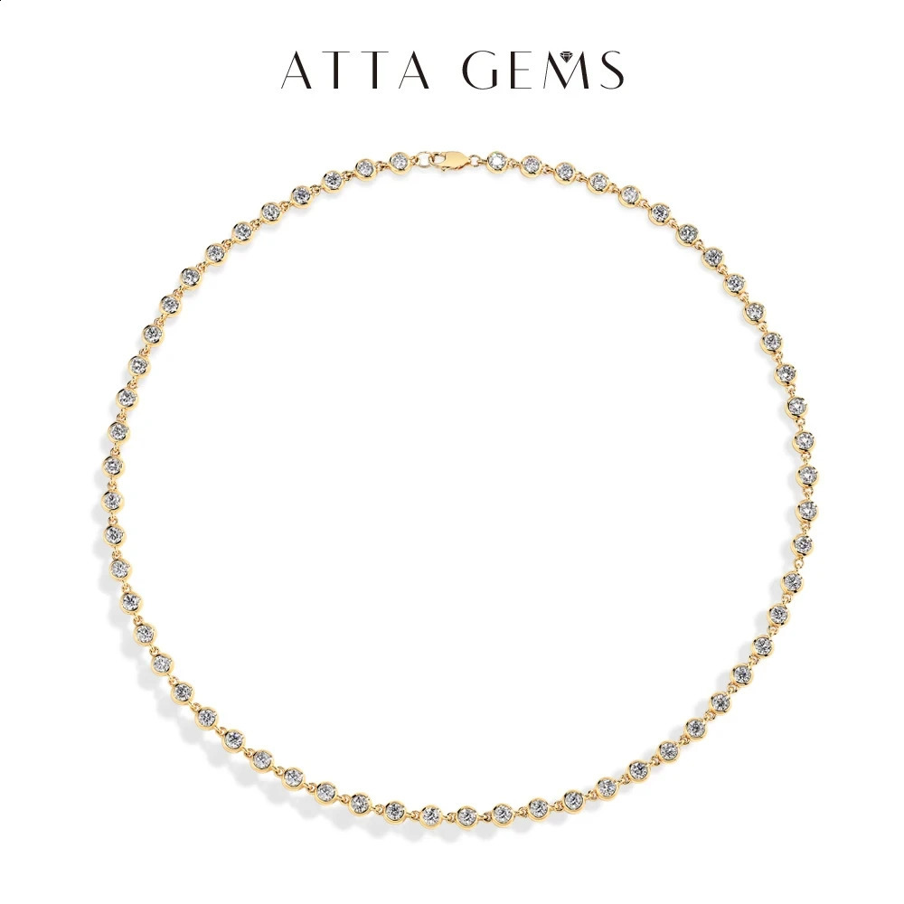 ATTAGEMS Sparkling D Color Round Cut 30mm Diamond Necklace for Women 925 Silver Tennis Chain Engagement Fine Jewelry 241226