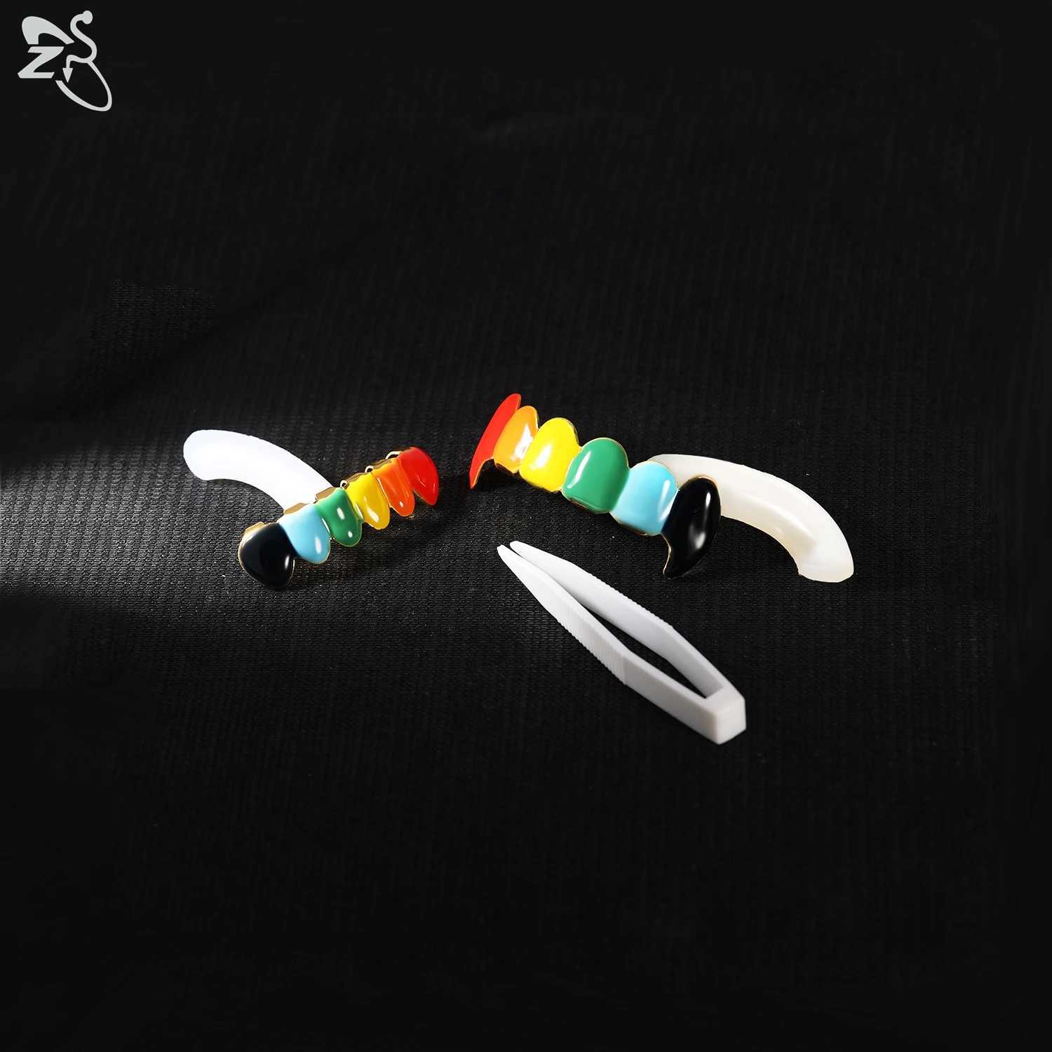 AOEDEJ 1 Set Hip Hop 18K Gold Plated Grillz Unisex Gem Teeth Shiny Diamond Grillz Colorful Cubic Zircon Top Bottom Tooth Jewelry W241227