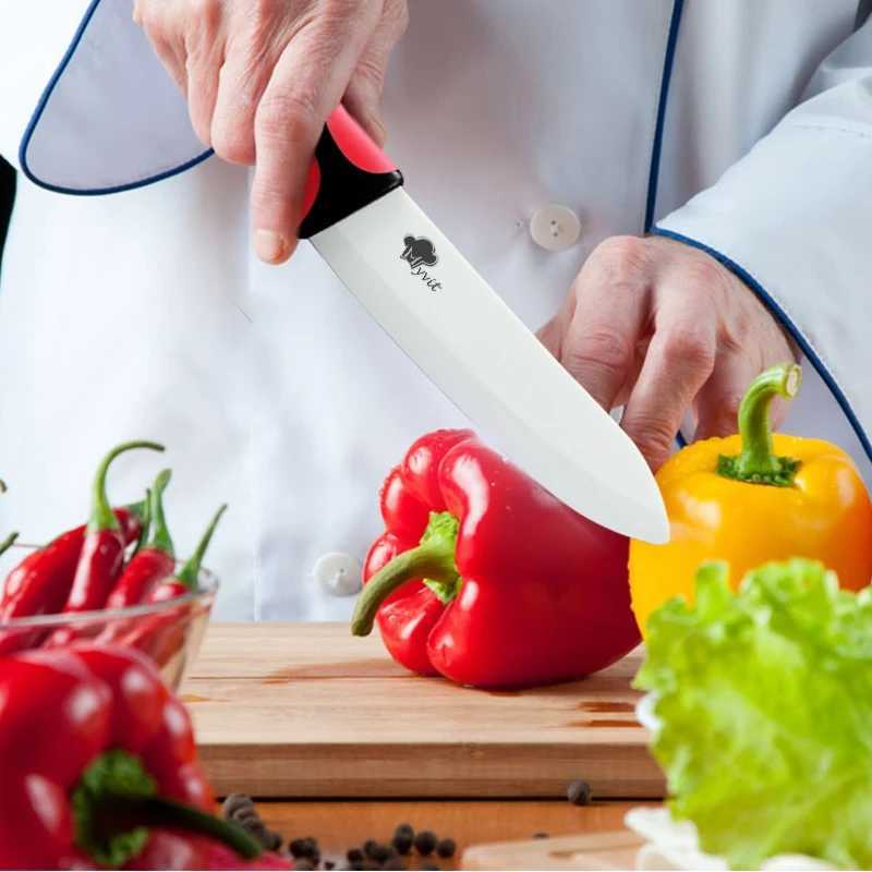 Ceramic knife set for household use practical fruit kitchen knife chefs knife for side dishes vegetable tray rust proof white blade with sheath Y24122