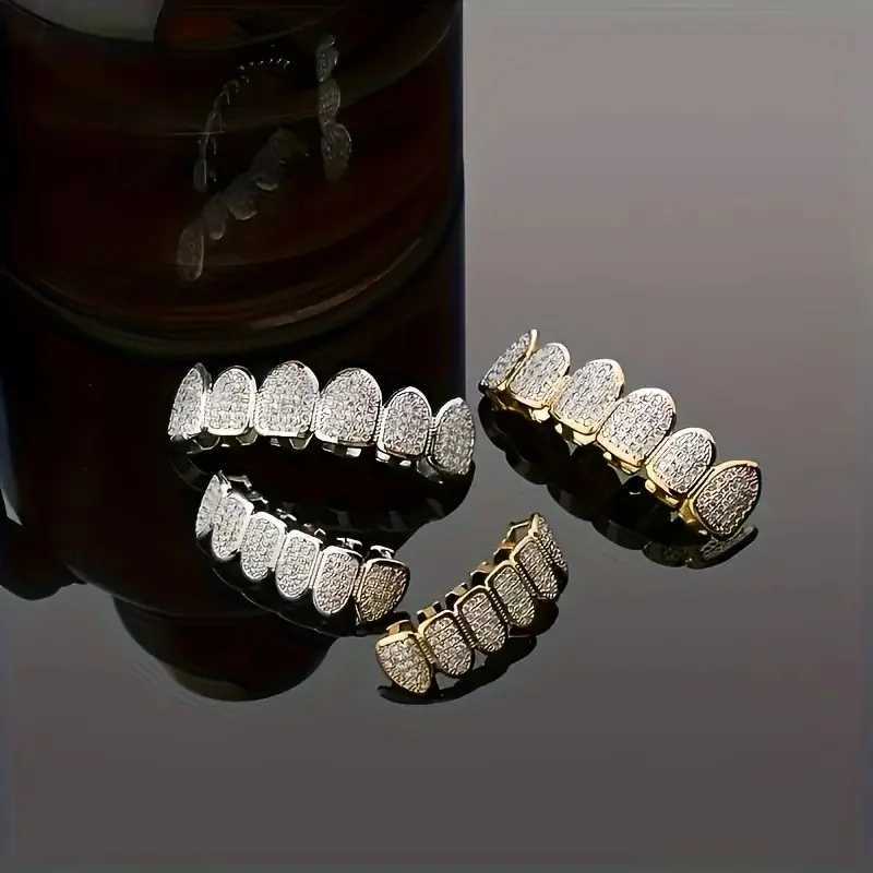 1 Halloween d-Out cubic zirconia tooth grill for men top and bottom tooth grill set Rper singer Bo jewelry hip-hop Gif W241227