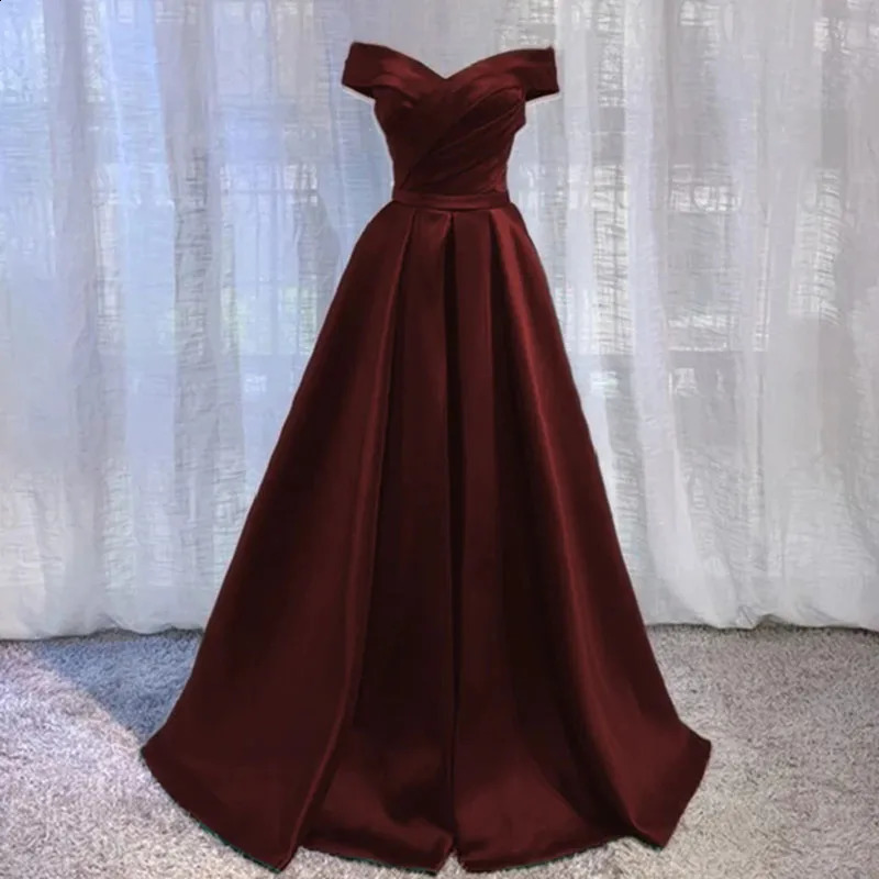 Customized Vintage Off The Shoulder Evening Dresses Long Satin Prom Dress Elegant Women Formal Gowns Wedding Dress Party Dresses 241223