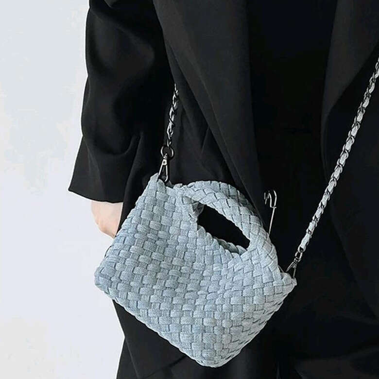 Cowboy canvas woven mini small women's 2025 new chain crossbody baghand-held vegetable basket bag