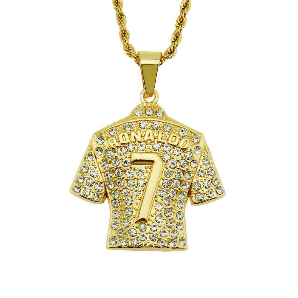 Hip Hop Mens Necklace Football 7 Pendant With Stainl Steel Chain and d Out Bling Rhinestones Necklace Sports Jewelry GiftXJ241227