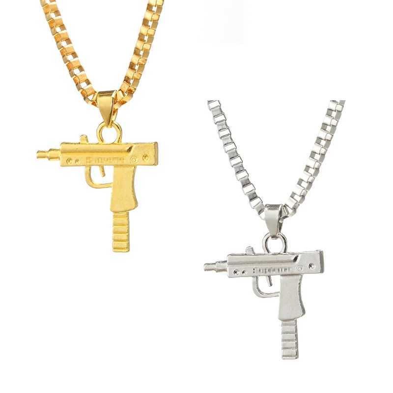 New models Hip Hop UZI Kolye GUN She Pendant Necklace Gold/Silver Color Army Style Male Chain Men Necklaces JewelryXJ241227