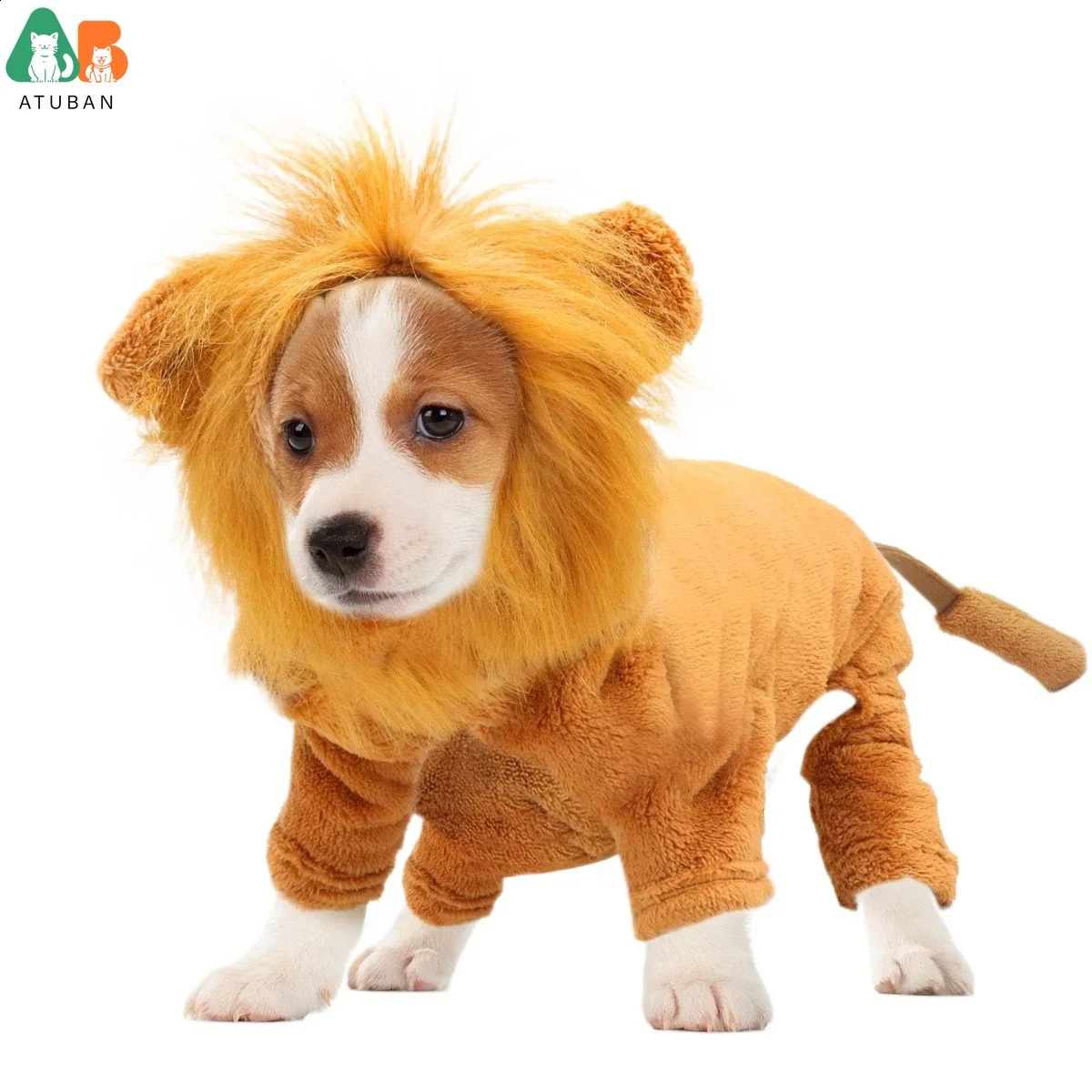ATUBAN Dog Lion Costume Pet Clothes for Party Simulation Lion Pet OutfitsCosplay Dress up Pet Lion Hoodie Cat Costume for Party 241225