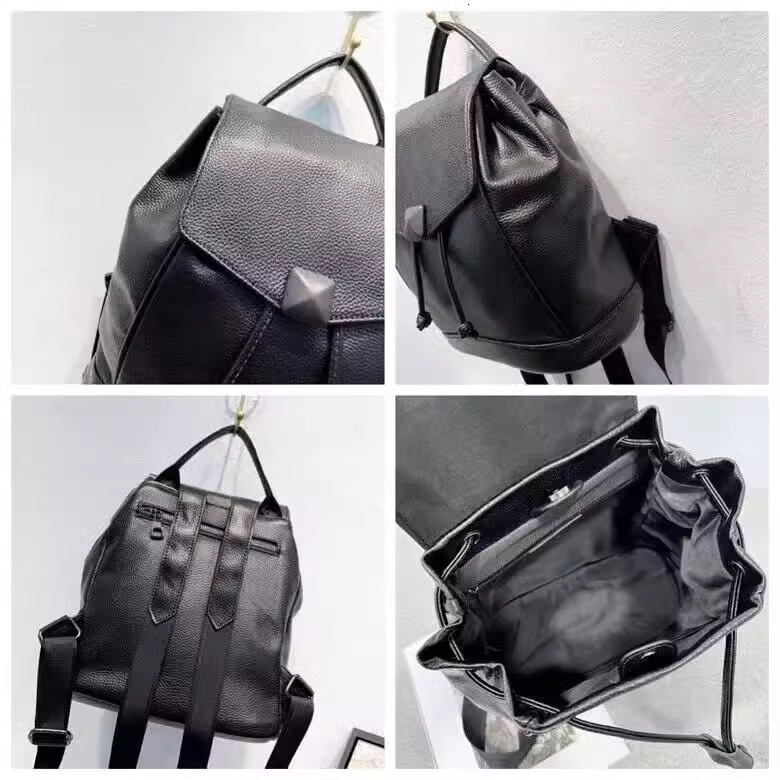 Fashionable casual leather backpack, Korean version versatile and trendy college street top layer cowhide women's backpack