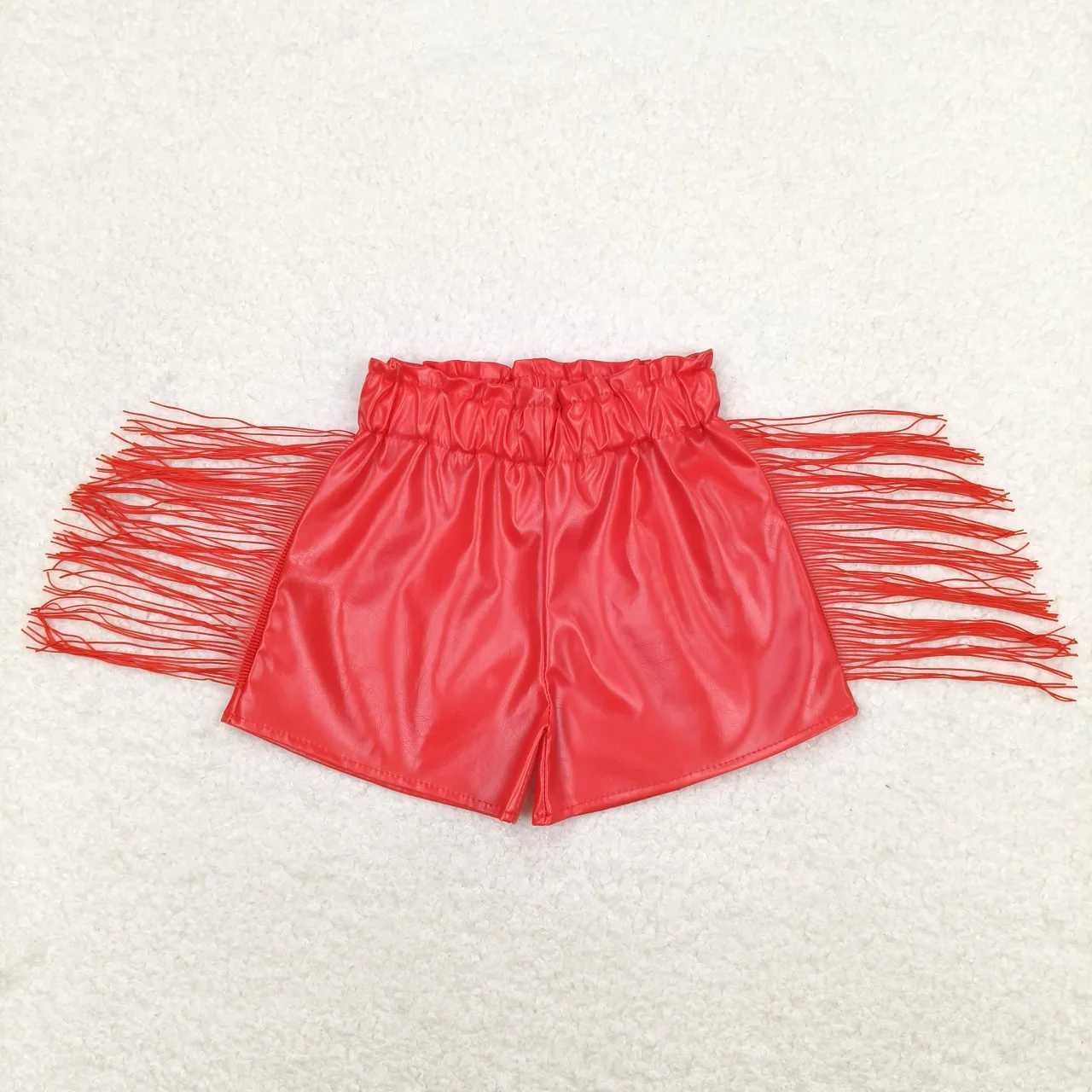 Wholesale Baby Girl Summer Clothing Children Pleather Tassel Shorts Kids Toddler Boutique Western One Piece Clothes W241227