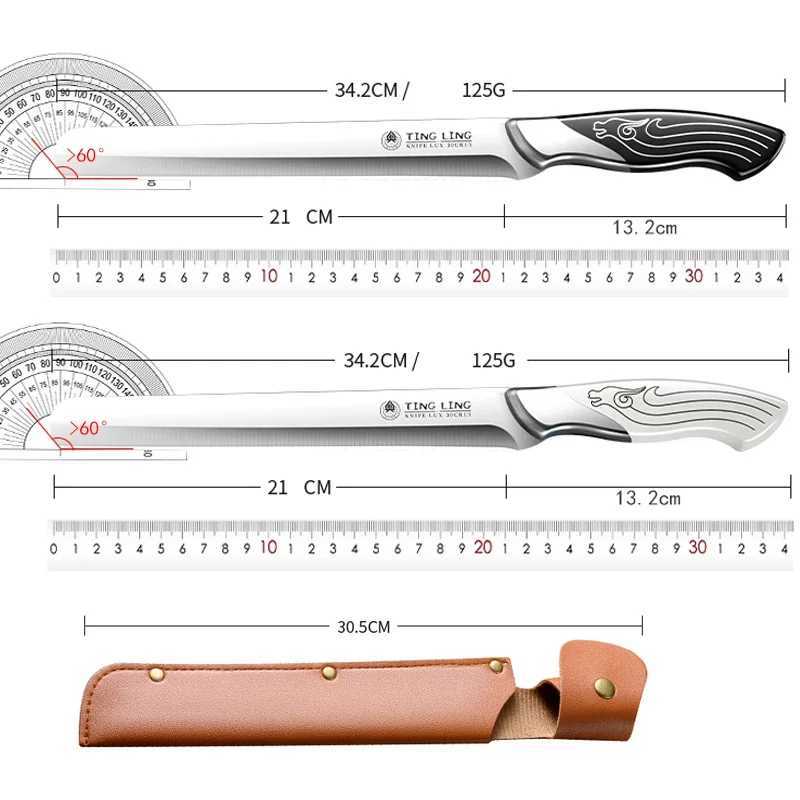 High grade stainless steel roast duck knife Mti functional roast duck knife kitchen chef barbecue knife Y241227